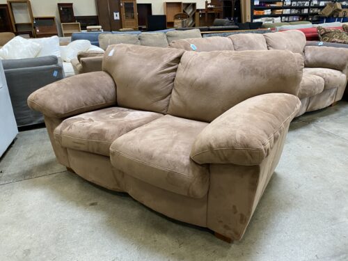 Ultra Plush Light Brown Fabric Loveseat