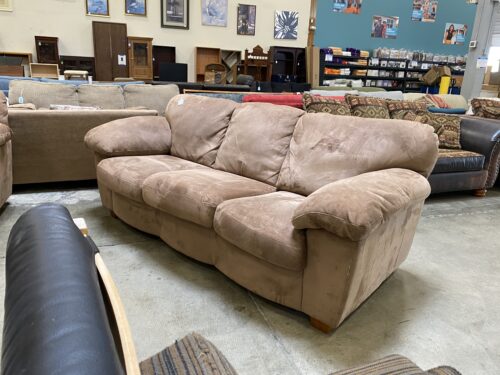 Ultra Plush Light Brown Fabric 3 Seater Sofa