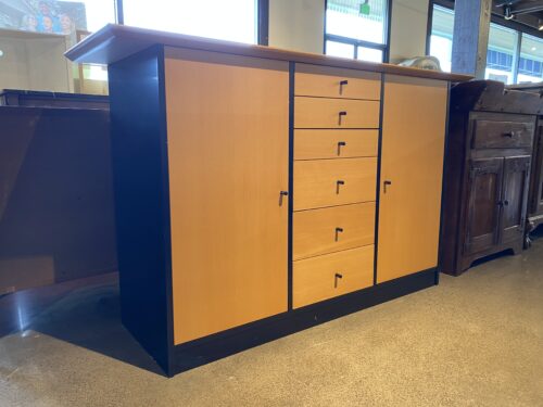 Black Trim Blonde Buffet w/ Smooth Drawers