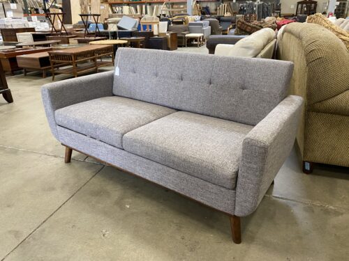 Modern Light Grey Tufted Sofa with Wood Legs