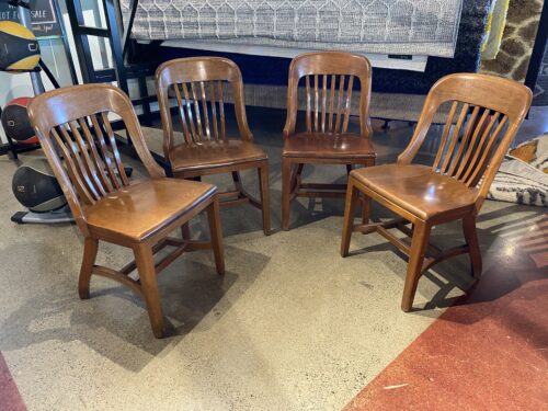 B.L MARBLE CHAIR Vintage Bank Dining Chair Set (4)