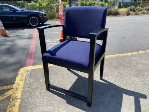 Tall Purple Cushion Wood Frame Office Chair
