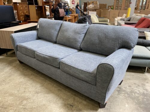 Steely Blue Fabric Torpedo Arm Sofa