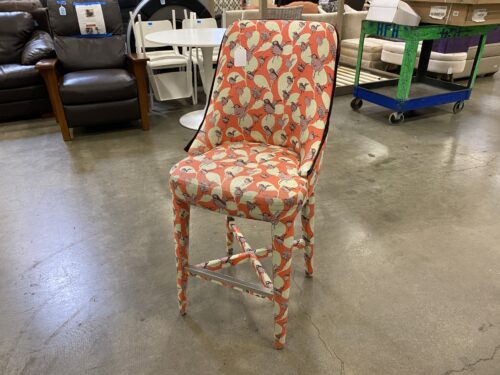 Orange Dining Stool with Purple Bird Design