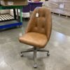 Brown Tufted Leather Swivel Dining Chair