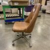 Brown Tufted Leather Swivel Dining Chair