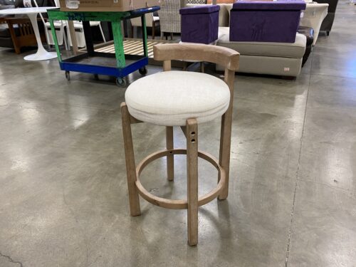 CHAIRUS Weathered Oak Bar Stool with White Cushion