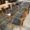 MCM Glass Topped Dining Table Set with 6 Chairs