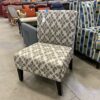 White Fabric with Beige Snowflake Design Slipper Chair