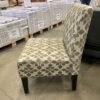 White Fabric with Beige Snowflake Design Slipper Chair
