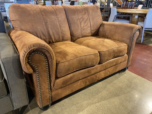 Saddle Colored Faux Suede Loveseat