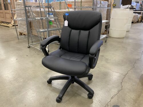 Black Pleather Rolling Office Chair