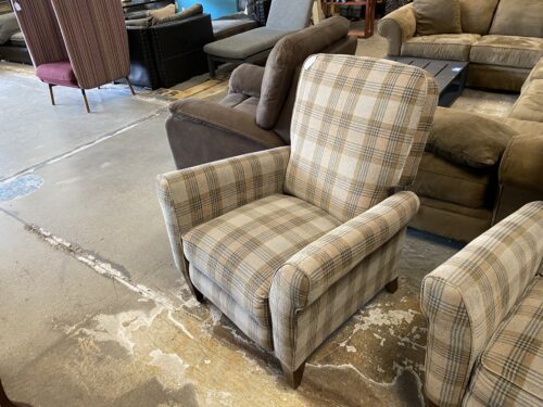 LA-Z-BOY Tartan Plaid Blue and Tan Living Room Chair