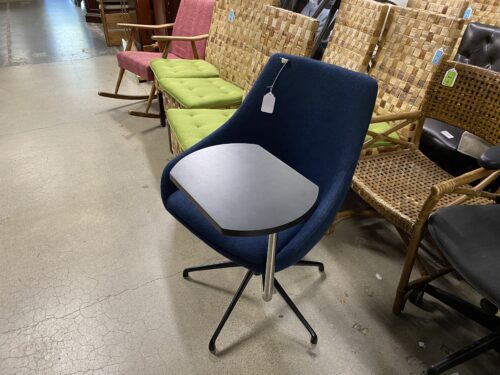 Blue Rounded Chair with Rotating Side Desk