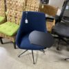 Blue Rounded Chair with Rotating Side Desk