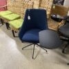 Blue Rounded Chair with Rotating Side Desk