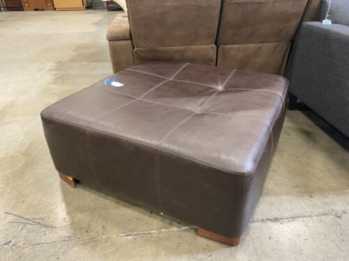 ALBANY INDUSTRIES Dappled Brown Leather Square Ottoman