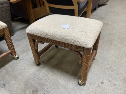 YOUNG HINKLE Wicker Wrapped Rolling Footstool
