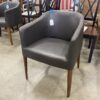 Brown Leather U Chair with Wood Legs