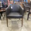 Brown Leather U Chair with Wood Legs