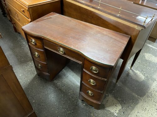 Glass Topped Mahogany Office Desk