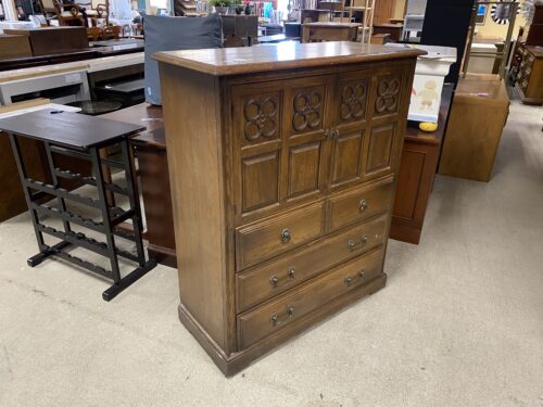 Rolling Copper Handled Armoire