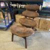NOBLE HOUSE Supple Brown Leather Stacked Circles Adjustable Lounge Chair