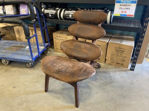NOBLE HOUSE Supple Brown Leather Stacked Circles Adjustable Lounge Chair