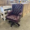 Shiny Burgundy Studded Leather Captain's Chair