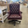 Shiny Burgundy Studded Leather Captain's Chair