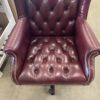 Shiny Burgundy Studded Leather Captain's Chair