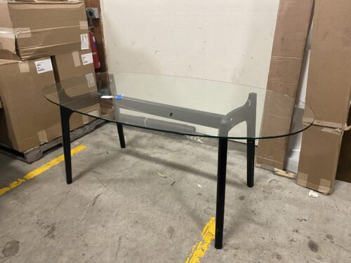 Modern Black X Based Glass Dining Table