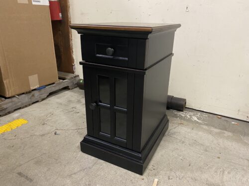 TRESANTI Black Window Faced Nightstand with Built-In Power