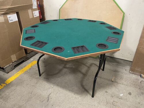 Hexagonal Green Felt Folding Poker Table
