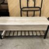 White Wood and Black Metal Storage Bench