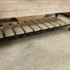 White Wood and Black Metal Storage Bench