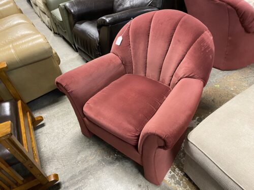 Crimson Red Shelled Back Small Chair
