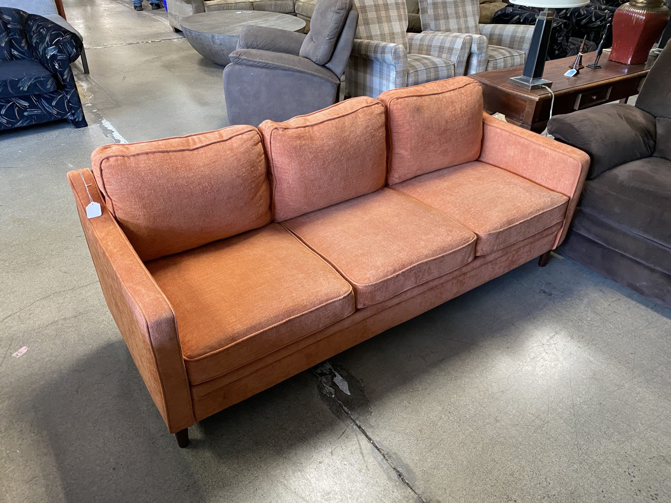 Retro Orange Herringbone Couch