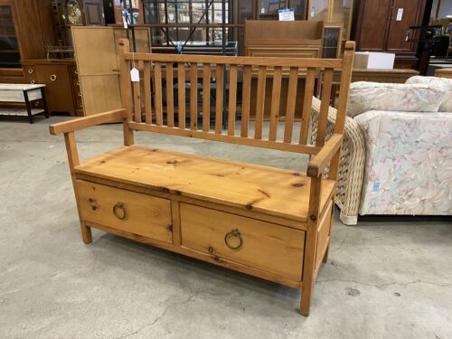 Rustic Solid Wood Entry Bench with Drawers