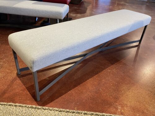 Low Wide Pale Grey Bench/Ottoman