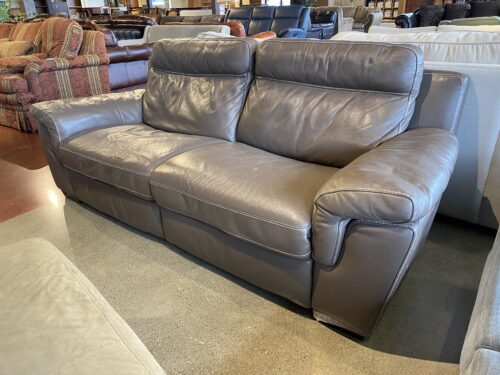 Brown Faux Leather Power Recliner Sofa