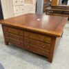 J.C. HOOK BASSETT Solid Chestnut Checker Framed 2 Drawer Coffee Table