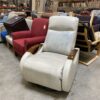 Light Grey Wood Armed Electric Swivel Recliner