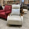 Light Grey Wood Armed Electric Swivel Recliner