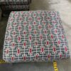 Grey and Red Geometric Patterned Sectional and Ottoman
