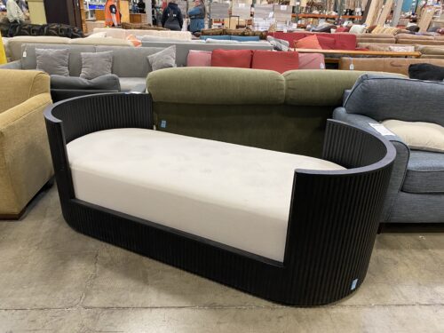 RESTORATION HARDWARE Black Slatted Reclaimed Oak Oval Day Bed
