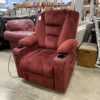 MCOMBO Ruby Red Plush Fabric Massaging Standing Recliner