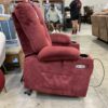MCOMBO Ruby Red Plush Fabric Massaging Standing Recliner