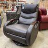 Dark Grey Wood Armed Manual Swivel Recliner