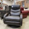 Dark Grey Wood Armed Manual Swivel Recliner